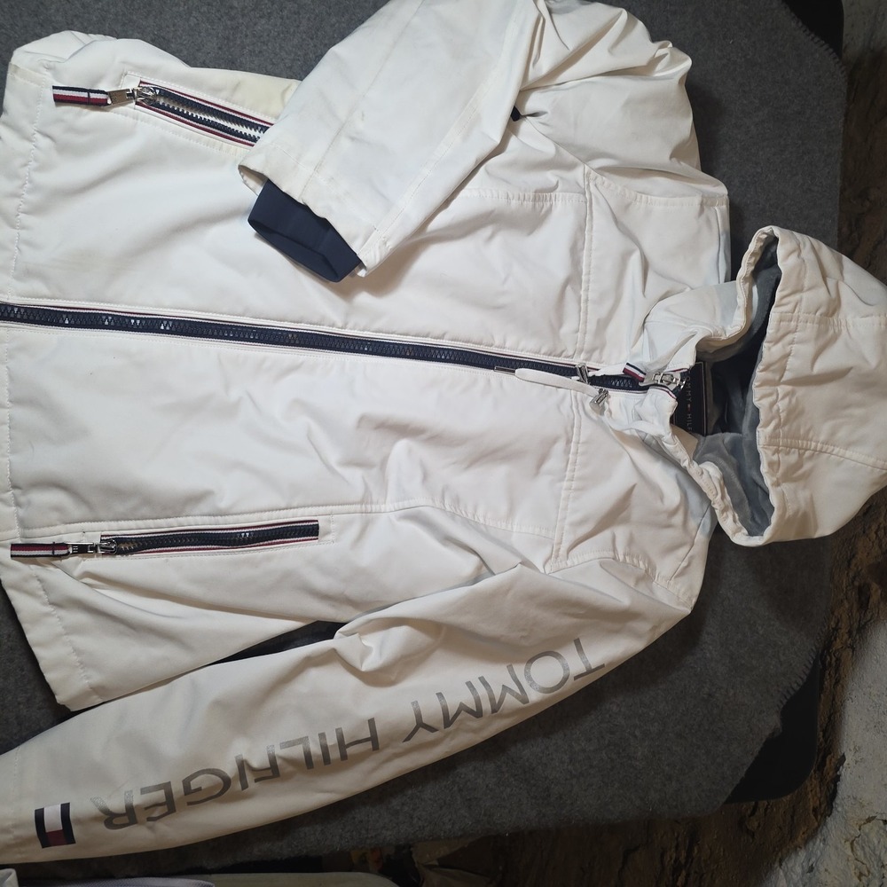 Tommy Hilfiger Soft Shell White Hooded Jacket Size Small